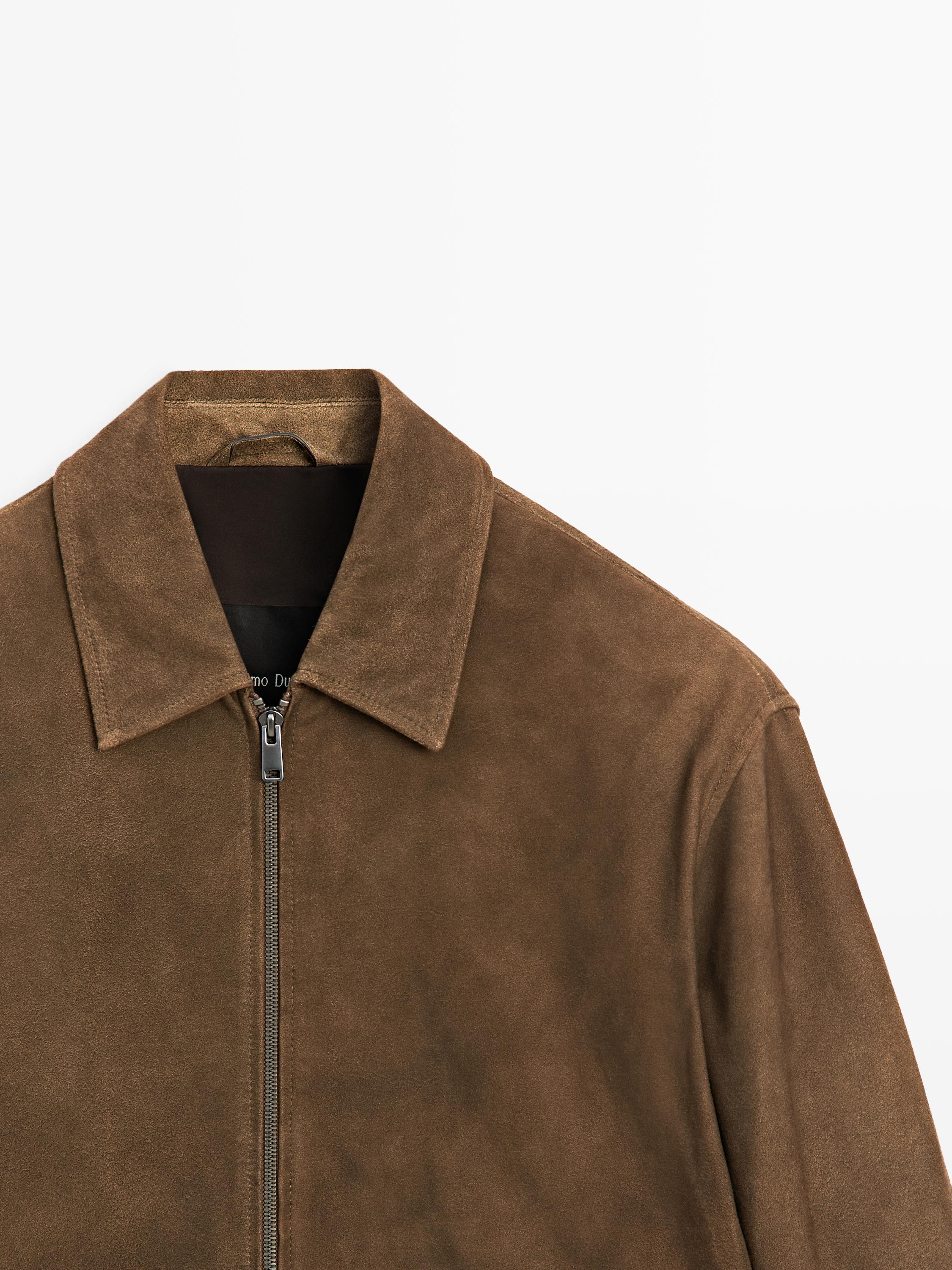 Napped suede jacket with faded detail